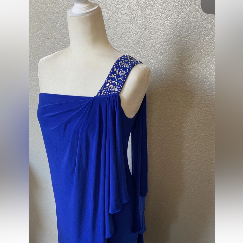 Royal blue One shoulder cocktail dress. Size 14.